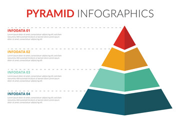 Pyramid infographic template vector for presentation with 4 steps options concept