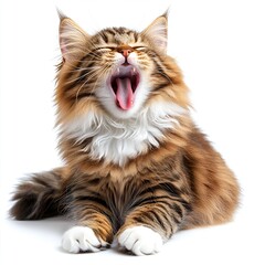 Majestic Maine Coon Cat on White Background