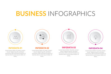 Four Step Buttons Minimalist Infographic Design Template - light version