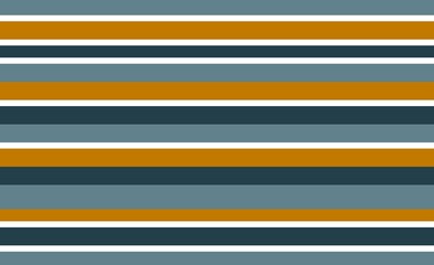 Horizontal seamless retro striped pattern in warm ochre, navy, teal, and white colors for textile, wallpaper, wrapping, and digital backgrounds