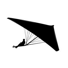 a black silhouette of a man on a hang glider bird, black, man, person, silhouette , Generative art.