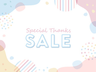 ふんわりかわいい、メンフィス背景素材 ( 見出し　タイトル　フレーム　ピンク　ベージュ　背景　セール　チラシ　バナー　サンクスセール )