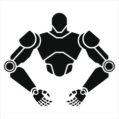 Vector silhouette of a futuristic robot./A clean, bold silhouette of a robot, perfect for showcasing futuristic design, technology, or science fiction concepts.