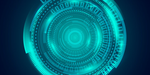 Abstract Blue Futuristic Digital Interface HUD Technology Background.