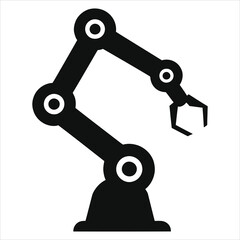 A simple, modern vector of an industrial robotic arm./A clean, vector illustration of a robotic arm.