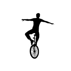 Obraz premium a silhouette of a man doing tricks on a bicycle bicycle, bike, man, ride, silhouette , Generative art.