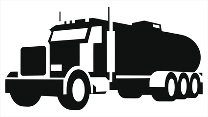 Simple Black and White Tanker Truck Vector Silhouette/A clean, minimalist silhouette of a tanker truck against a neutral background.