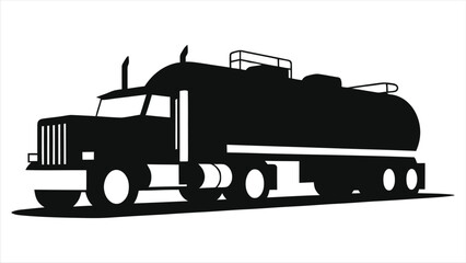 Vector Silhouette of a Tanker Truck/A clean, bold silhouette of a tanker truck against a neutral background.