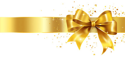 Elegant Golden Bow and Ribbon Festive Design Element isolated on transparent background