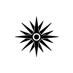 a simple black and white icon of a compass, a symbol of the sun black, compass, design, icon, logo, star, sun, symbol , Generative art.