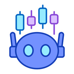 Finance Analysis icon for AI Investment Stock Market Concept. Artificial Intelligence Automation Trading Stock or Bitcoin Investment Economy Vector within Colors Outline Stroke Vector Illustration