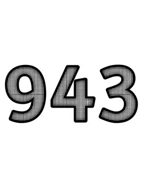 Block and white color numbers 943