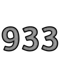 Block and white color numbers 933
