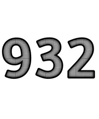 Block and white color numbers 932