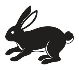Black rabbit silhouette, depicting a cute and fluffy animal, perfect for animal welfare, pet, or nature-themed designs and illustrations