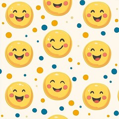 Happy face cartoon character seamless pattern background
