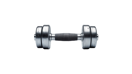 dumbbell with silver plates  on a transparent background