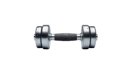 dumbbell with silver plates  on a transparent background