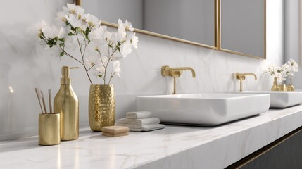 Modern gold bathroom interior design
