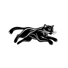 black silhouette of a cat running on a white background black, cat, illustration, logo, run, silhouette, style , Generative art.