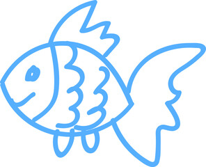 Obraz premium Simple Blue Fish Drawing