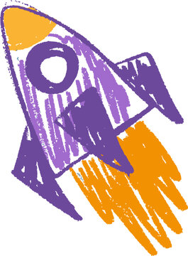 Rocket Ship Childlike Drawing  