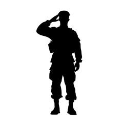 a black silhouette of a soldier standing with his hands on his head black, hand, head, man, silhouette, soldier, stand, uniform , Generative art.