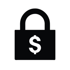 Fixed income, Lock dollar money icon set. Price Stability and Budget Lock Icons. Fixed Income and Economic Assurance Symbols with padlock and dollar symbol. Vector illustration.
