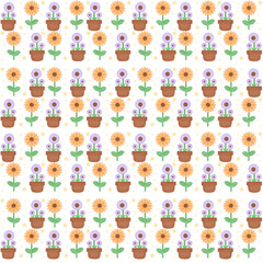 Sunflower and Flower Purple Pattern