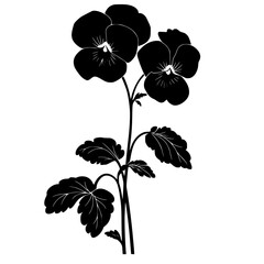 a black silhouette of a flower on a white background in a simple style black, design, flower, icon, illustration, silhouette, single, style , Generative art.