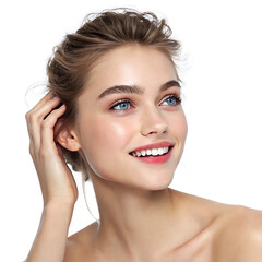 Elegant Woman Touching Hair &ndash; Studio Portrait