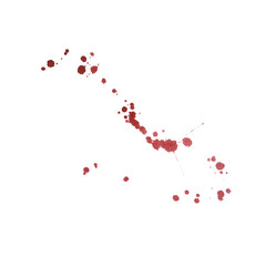 Red blood drops. Watercolor splatters.