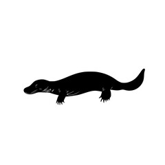 Obraz premium a black silhouette of an alligator coming out of the water alligator, black, crocodile, silhouette, water