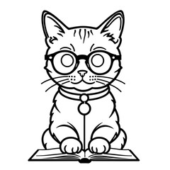 Obraz premium 読書中の猫｜Cat Reading a Book