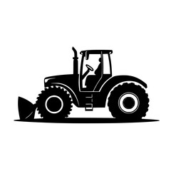 a black silhouette of a farmer driving a tractor black, drive, farmer, illustration, silhouette, tractor , Generative art.
