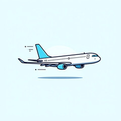 Airplane in minimalist flat vector style on light background