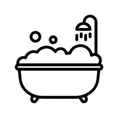 Bathtub Icon. Bathroom Interior Bathtub Illustration With Foam Symbol. EPS10.