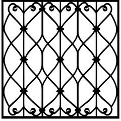 Fototapeta premium a black silhouette of a fence with a pattern black, design, fence, line, pattern, silhouette , Generative art.