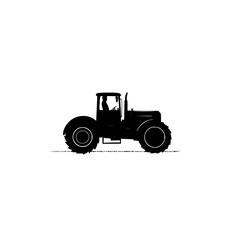 Obraz premium a black silhouette of a tractor on a white background black, drive, field, silhouette, tractor , Generative art.