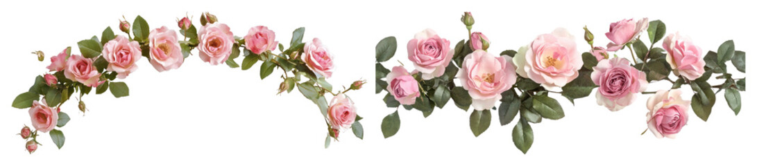 Plakat PNG Elegant pink floral garland, element set on transparent background