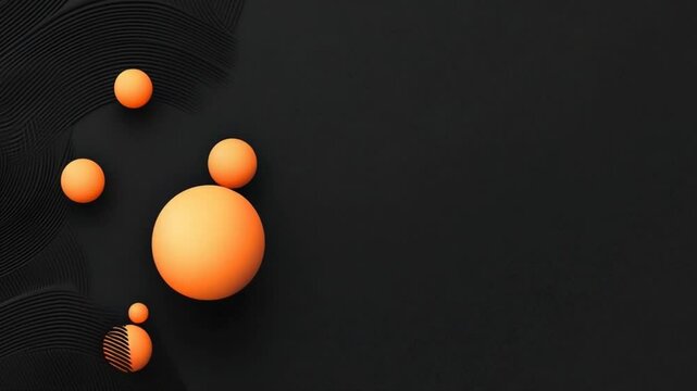 Abstract composition featuring orange spheres on a textured black background, ideal for modern design