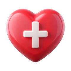 Obraz premium heart with cross plastic 3d icon in cartoon plasti