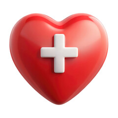 Obraz premium heart with cross plastic 3d icon in cartoon plasti
