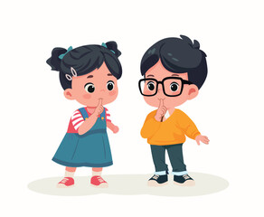 kids making shhh  be quiet  secret expression 