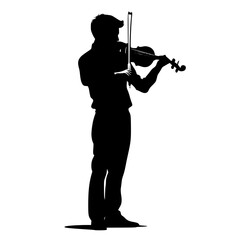 Fototapeta premium a black silhouette of a man playing the violin black, man, play, silhouette, stand, violin, violinist 