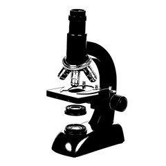 a black microscope on a white background black, microscope