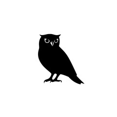 a black silhouette of an owl on a white background black, illustration, owl, silhouette