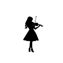 a black silhouette of a girl playing the violin black, girl, play, silhouette, violin, woman