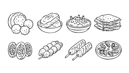Meat Product Line Icon Set – Vector Pictograms of Butchery and Protein Foods

