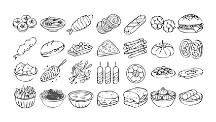 Meat Product Line Icon Set – Vector Pictograms of Butchery and Protein Foods

